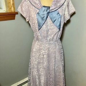Dreamy Vintage 1950s 1960s Light Lavender Lace Party Dress Large